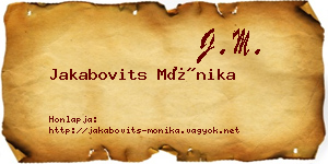 Jakabovits Mónika névjegykártya